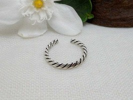 Spiral Textured Toe Ring 925 Sterling Silver, Knife Edge Adjustable Ring US 5  - £11.99 GBP