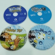 Nintendo Wii Games Lot of 4 Bundle Chicken Riot Raving Rabbids TV Smurfs 2  - £18.19 GBP