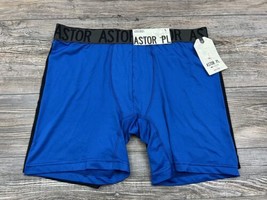 Astor PL Mens 2 Pack Boxer Briefs Underwear Size Large Blue And Black Poly Blend - £15.58 GBP