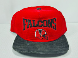 Vintage Atlanta Falcons Red Black Corduroy Hat Cap New Era Pro Design Sn... - £70.85 GBP