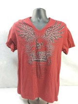 Mens Guess Vneck Tshirt Red Printed Logo M - $14.25