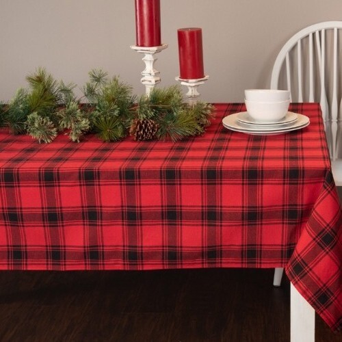 Holiday Time ~ 60 x 84 Rectangular ~ Cotton Polyester ~ Buffalo Plaid Ta... - $40.00