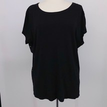 Plus Size Black Dress Tee 1X Short Sleeve BORDEAUX Women&#39;s Knit top - £36.40 GBP