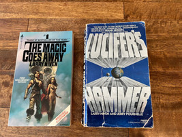 Lot of 2 LARRY NIVEN Vintage Paperback Book Lucifer&#39;s Hammer The Magic Goes Away - £9.94 GBP