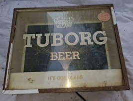 Vintage Tuborg Beer Lighted Fiber Optic Sign Lights Up But Has Wear &amp; Da... - $112.19