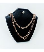 Plated Pink Gold Flat Figaro Link Chain Necklace, Unisex Silver Necklace... - £107.91 GBP+