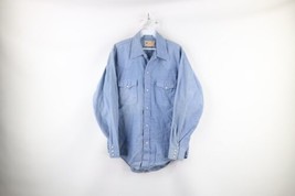 Vtg 70s Streetwear Mens Medium Western Rodeo Chamois Cloth Snap Button Shirt USA - £48.02 GBP