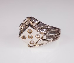 Men&#39;s Large 3-D Dice Sterling Silver Ring By BAR USA Size 12 - £269.93 GBP