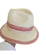 John Callanan Paper Panama Permanent Vacation Red Stripe Fedora One Size... - €31,81 EUR