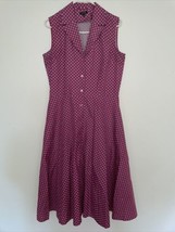 J. Peterman Sleeveless 1947 Pink Button Front Polka Dot dress size 12 EUC  - £54.87 GBP