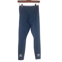 Adidas Athletic Leggings S Womens Blue White Logo Pull On Skinny Leg Ath... - £16.06 GBP