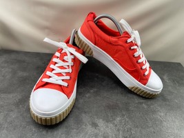 Nine West Sneakers Women 10M Dewy Shoes Orange Red White Canvas Platform... - $27.54