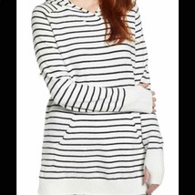 Caslon Off Duty Cozy Pullover Hoodie Stripe Size S Thumbholes - £14.07 GBP