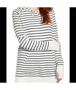 Caslon Off Duty Cozy Pullover Hoodie Stripe Size S Thumbholes - £14.00 GBP