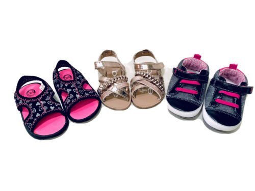 Primary image for Baby Girls Summer Shoes Mixed Brands Size 3 Month  2 Sandals 1 Sneakers 3 Pairs