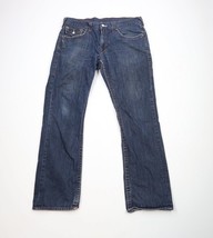 Vtg True Religion Mens 36x34 Distressed Thick Stitch Straight Leg Denim ... - $98.95