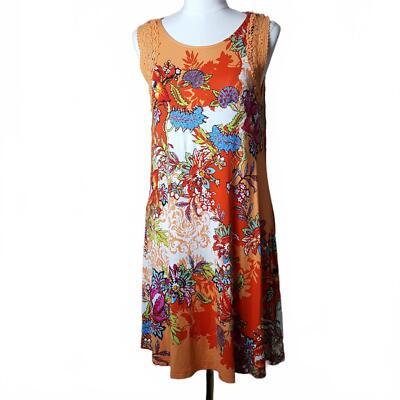 Spense Tropical Print Floral Dress Lace Detail Large 0131 - $21.56