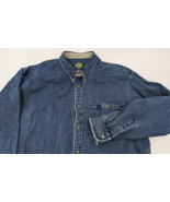 Vintage 90s Cabelas Hickory Striped Heavy Denim Blue Jean Shirt Shacket ... - £38.98 GBP