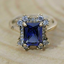Bague de fiançailles diamant saphir bleu taille émeraude 3 carats finition... - £83.77 GBP