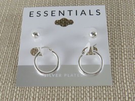 Essentials 2-Pc. Set Ball Stud Earrings &amp; Polished Hoop Earrings  - £15.08 GBP