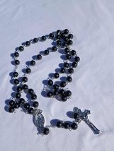Night Prayer – 8mm Black Glass Rosary with Silver Crucifix✨ A38 - $29.69