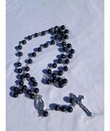 Night Prayer – 8mm Black Glass Rosary with Silver Crucifix✨ A38 - $29.69