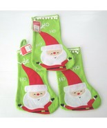 x3 Santa HO HO HO Holiday 16&quot; Green Christmas Stocking - $6.99