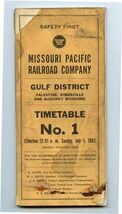 Missouri Pacific Railroad Co. Gulf District Timetable No 1 Effective Jul... - $11.88