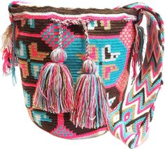 Handmade Wayuu Crochet Tote Bag, Woven Mochila, Colombian Tribal Bag, Be... - $112.70