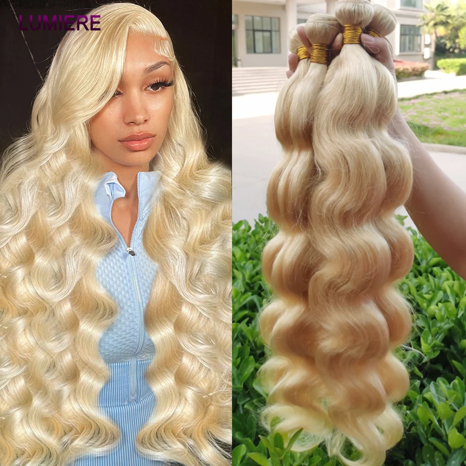 Body Wave Human Hair Weave Bundles Deal 28 30 32 inch 613 Blonde Malaysian Raw - £28.24 GBP+