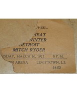 MITCH RYDER JOHNNY WINTER CANNED HEAT Ticket Stub 1972 Levettown Arena C... - £14.68 GBP