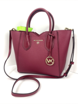 Michael Kors Mae Small Tote Bag Berry Red Grain Leather Crossbody  B2B - $69.29