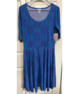 Lularoe Nicole XL Blue Mini Paisley Knee Length Elbow Sleeve Dress NEW - $14.85