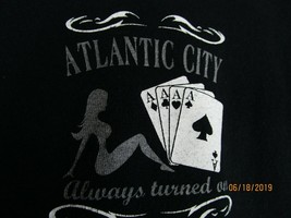 Vintage ATLANTIC CITY Long Sleeve Tee Always turned on Card Casino Gambl... - £17.21 GBP
