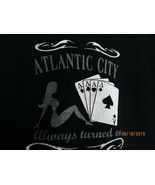 Vintage ATLANTIC CITY Long Sleeve Tee Always turned on Card Casino Gambl... - £16.36 GBP