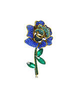 Blue Cubic Zirconia &amp; Crystal 18K Gold-Plated Rose Brooch - £11.80 GBP