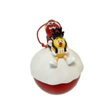 Vintage Mars M&amp;M Christmas Ornament Red Sant Yellow Reindeer Sleigh 5 x 4&quot; - £6.63 GBP