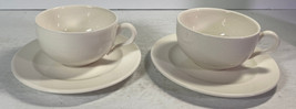 Set of 2 - Villeroy &amp; Boch White Coffee / Tea Cups &amp; Saucers, Chevron Pattern - £23.17 GBP