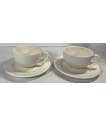 Set of 2 - Villeroy &amp; Boch White Coffee / Tea Cups &amp; Saucers, Chevron Pa... - $560.66 MXN