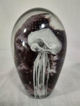 Moon Jellyfish Paperweight Bubble Art Glass Sculpture Nautical Beach House Desk  - £21.65 GBP