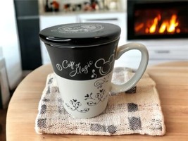 Disney Parks Mickey Mouse Cup Of Magic Ceramic Black White Coffee Mug Lid - £11.13 GBP