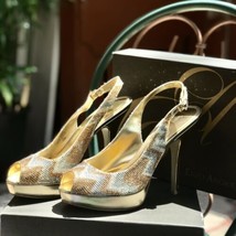 NIB Enzo Angiolini Gold EA-Starlite Heels Pumps Wedding Engagement Brida... - £51.48 GBP