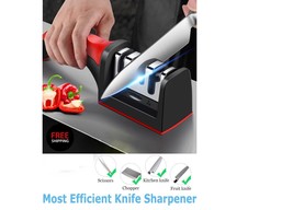 Knife Sharpener Professional Ceramic Tungsten Kitchen Sharpening System 3 Stage - £12.12 GBP