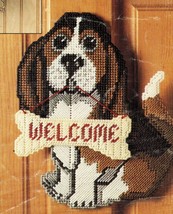 7 Plastic Canvas Puppy Dog Tissue Cover Basket Doorstop Sign Mask Pattern - $12.99