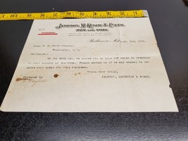 Sept 2, 1908 Jameson, McKenzie &amp; Evans. Iron &amp; Steel letter - Baltimore Maryland - £18.13 GBP