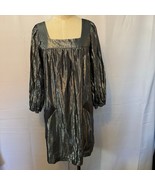 Betsey Johnson Metallic Silk Babydoll Dress Puff Sleeve Size 8 USA - $74.95