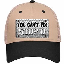 You Cant Fix Stupid Novelty Khaki Mesh License Plate Hat - £22.70 GBP