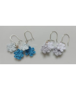 Crochet Flower Earrings / Crochet Flower Drops / Handmade Flower Earrings - $9.00