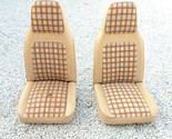 Set of 2 Vintage Tan Patterned High Back Bucket Front Seats For Recondit... - £178.83 GBP