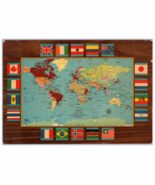 1969 Mobil Oil Service Stations Promo International Flags Game Sheet Map - $9.85